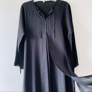 Unbranded black embroidered kaftan dress size S/M